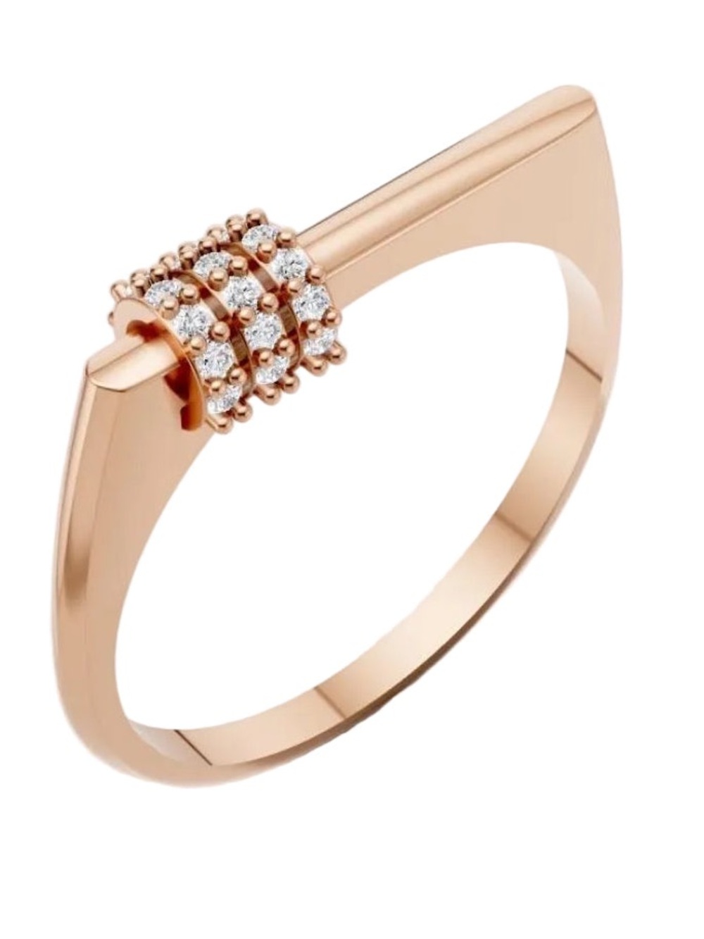 14k Solid Rose Gold Pave Stack Ring 1.5 mm Fine Jewelry Celebrity Stylist Curate